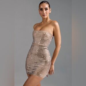 Oh Polly Aurora Embellished Bandeau Mini Dress - SIZE 0